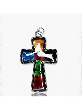 5965gc. Resin Colorful Cross Necklacr